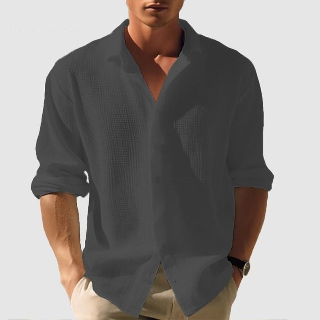 Camicia Uomo Cotone Casual a Maniche Lunghe