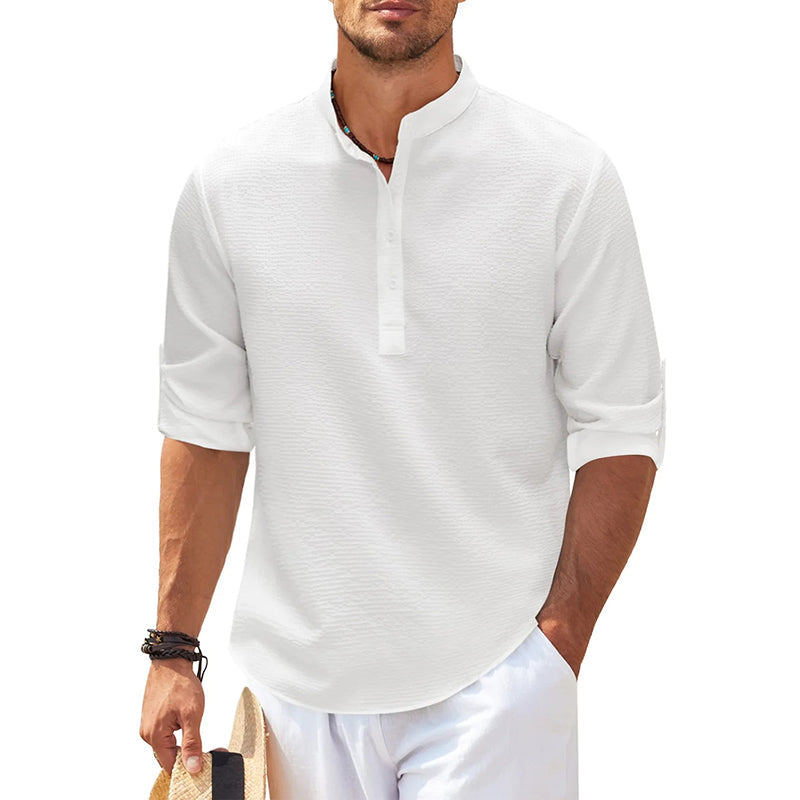 Camicia in Lino Henley a Maniche Lunghe