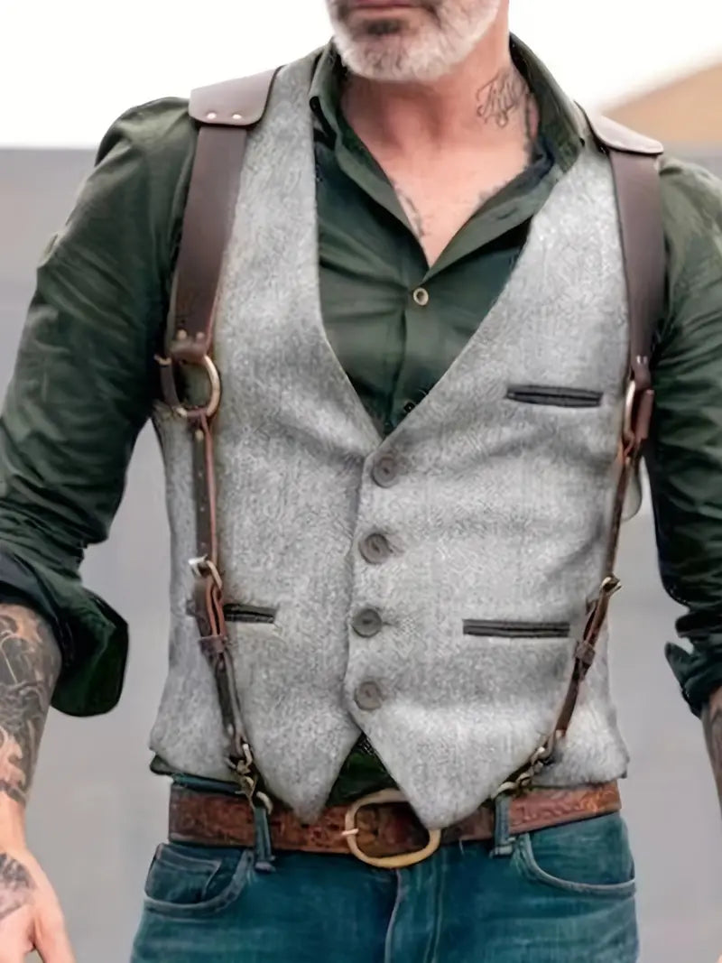 Maglione Reversibile con Collo a V Vintage