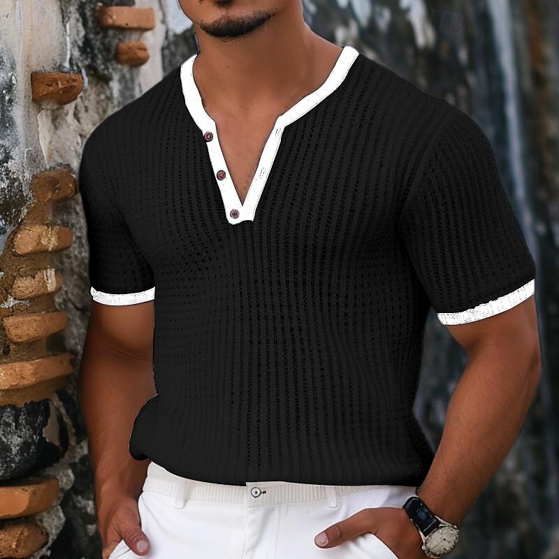 Niccolò | t shirt henley elegante con scollo a V