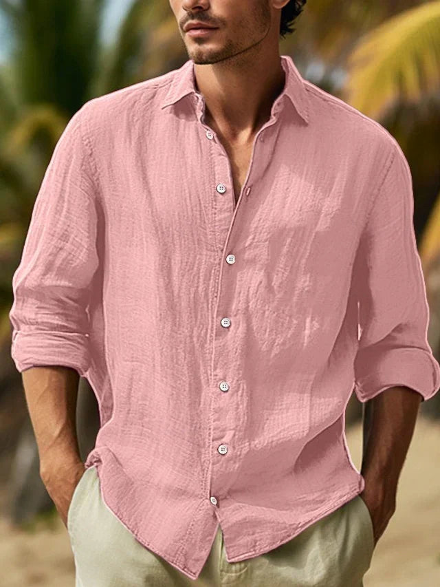Camicia Lino Uomo Manica Lunga Elegante