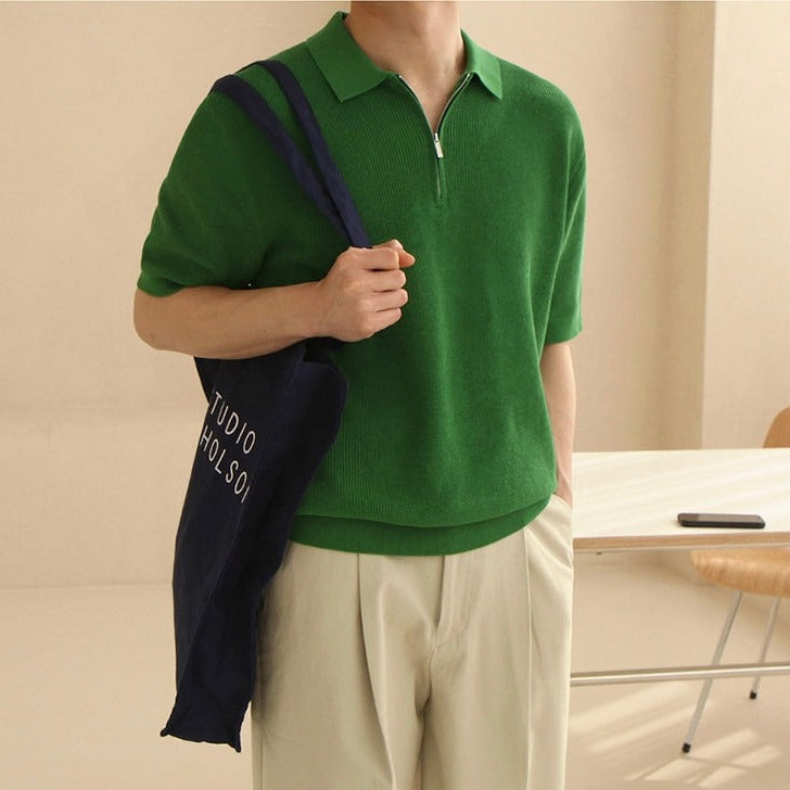 Polo Uomo Elegante con Zip Moderna