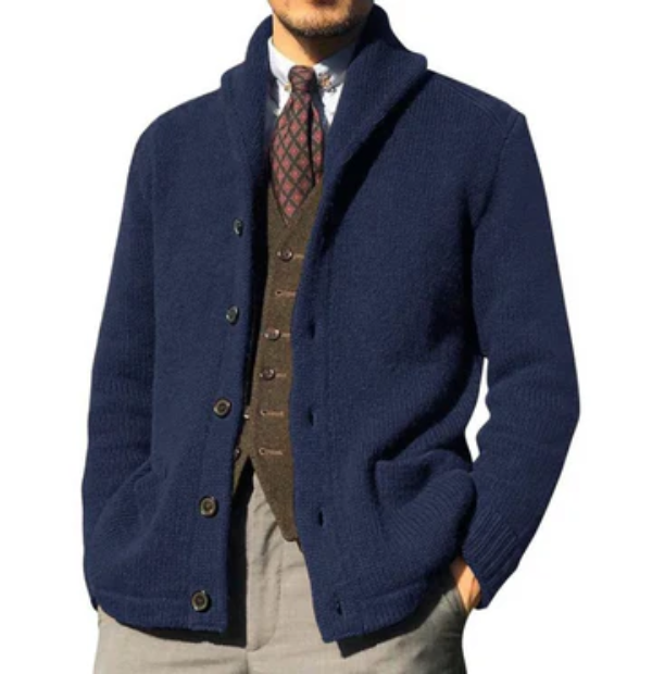 Davide | Cardigan classico con bottoni e collo alto per uomo