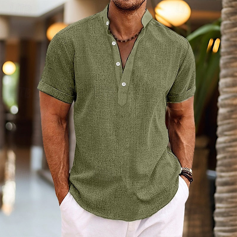Camicia Uomo in Lino Leggera a Maniche Corte