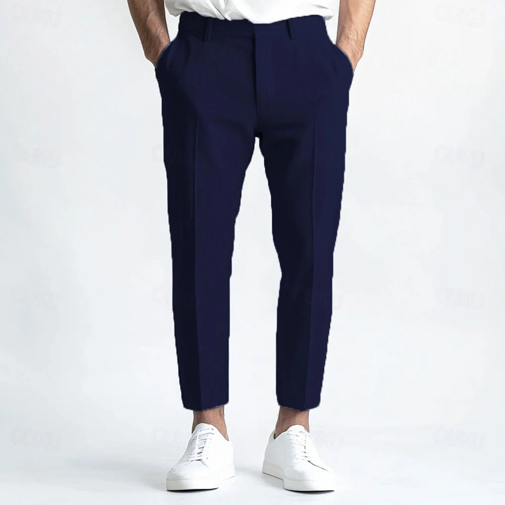 Pantaloni da uomo in lino dritti estivi traspiranti