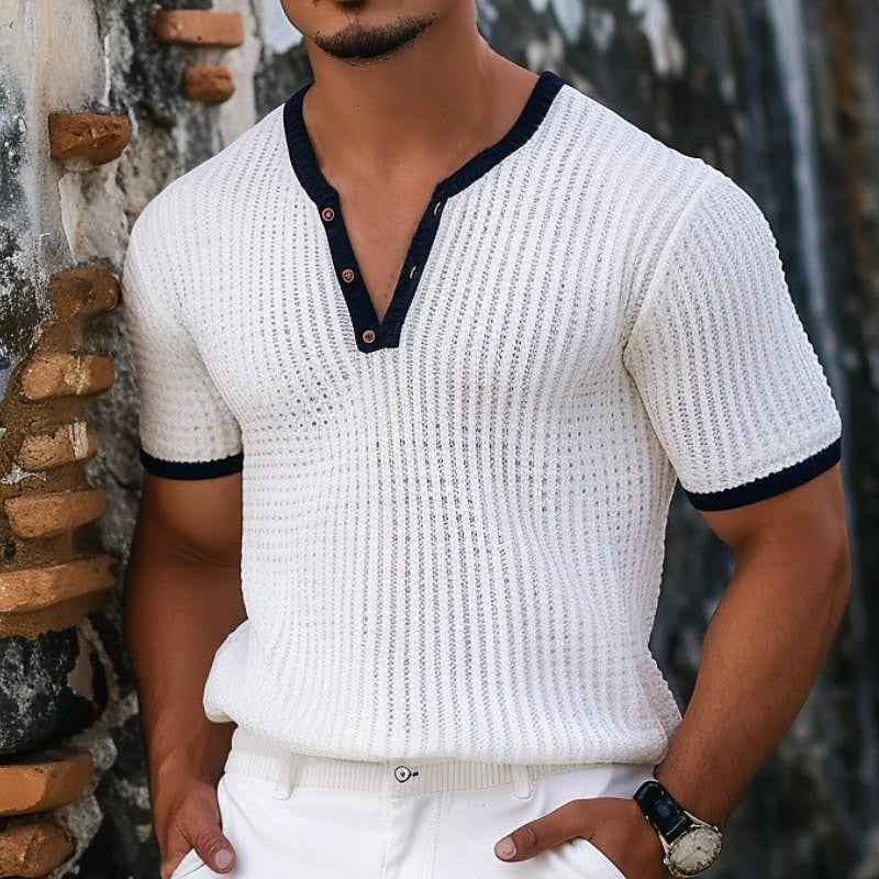 Niccolò | t shirt henley elegante con scollo a V
