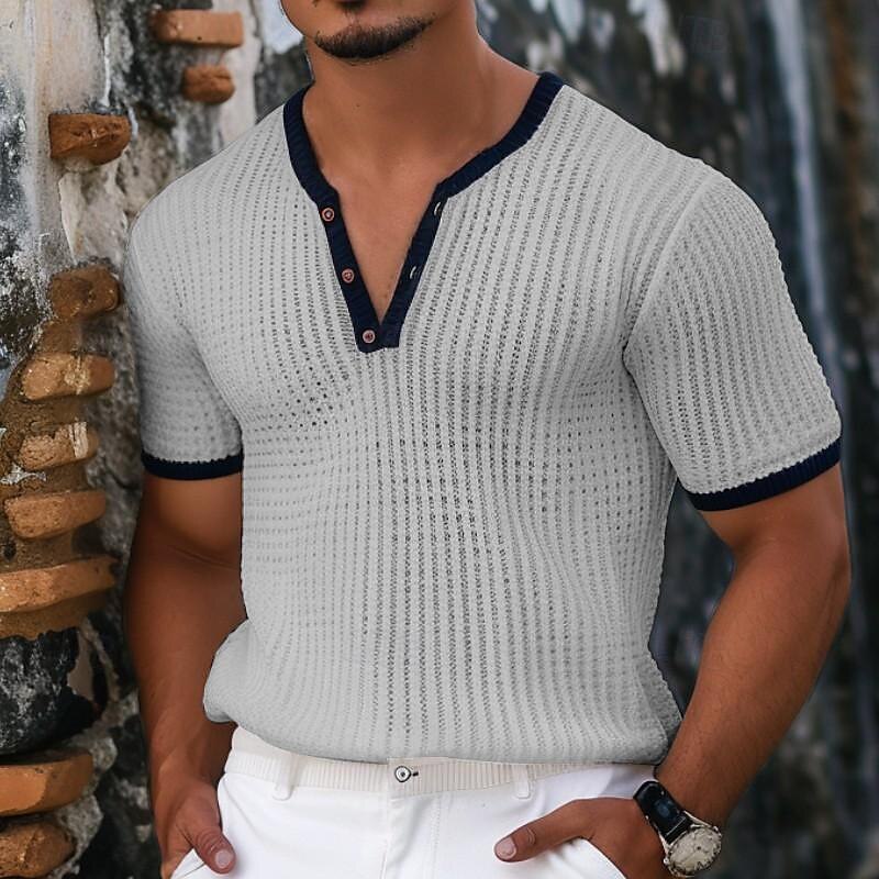Niccolò | t shirt henley elegante con scollo a V
