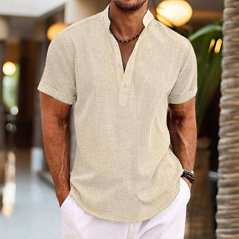 Camicia Uomo in Lino Leggera a Maniche Corte