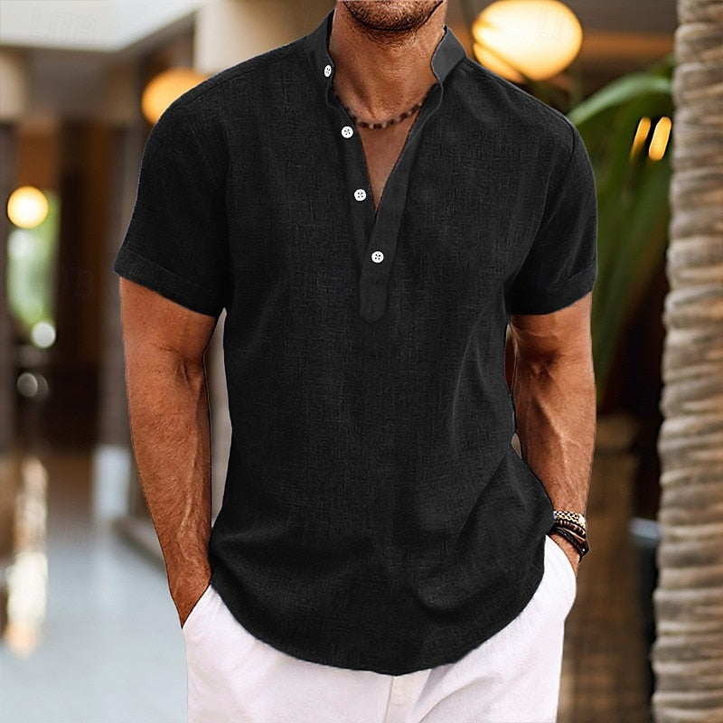 Camicia Uomo in Lino Leggera a Maniche Corte