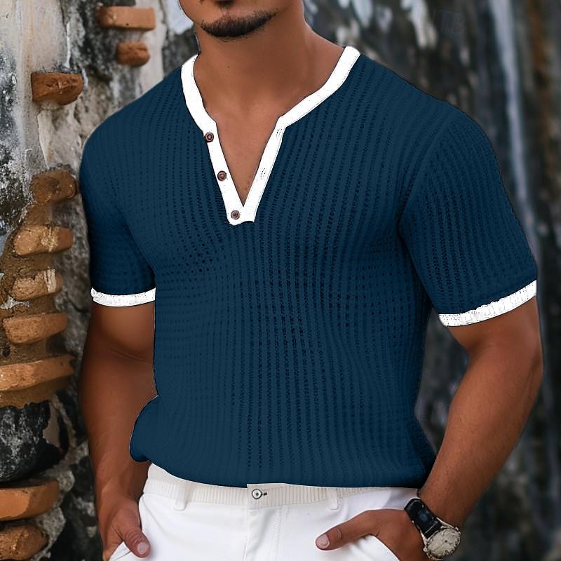 Niccolò | t shirt henley elegante con scollo a V
