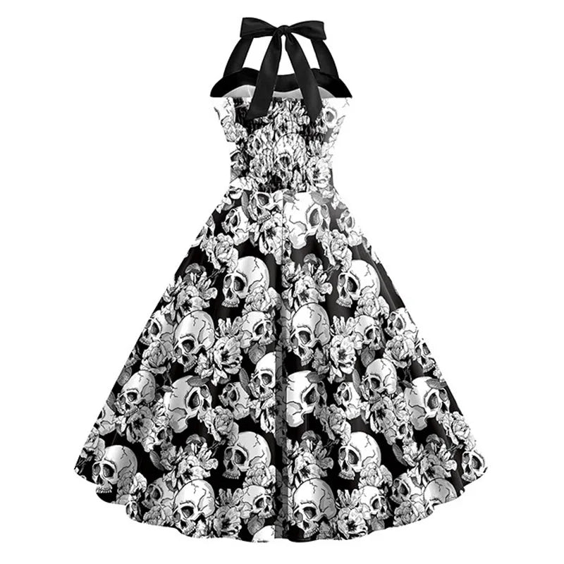 Abito Costume di Halloween con Stampa Teschio | Midi