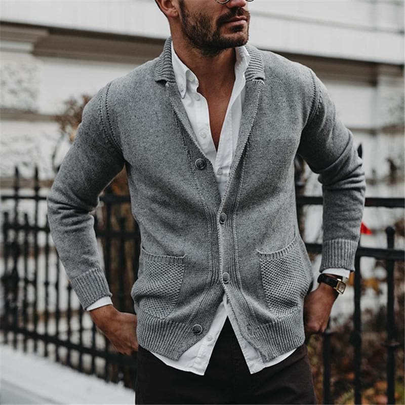 Niccolò | Cardigan elegante uomo con bottoni e collo sciallato