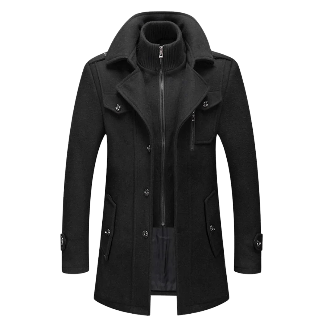 Lorenzo | Cappotto nero da uomo con bottoni