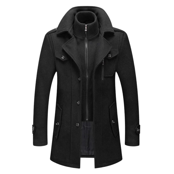 Lorenzo | Cappotto nero da uomo con bottoni