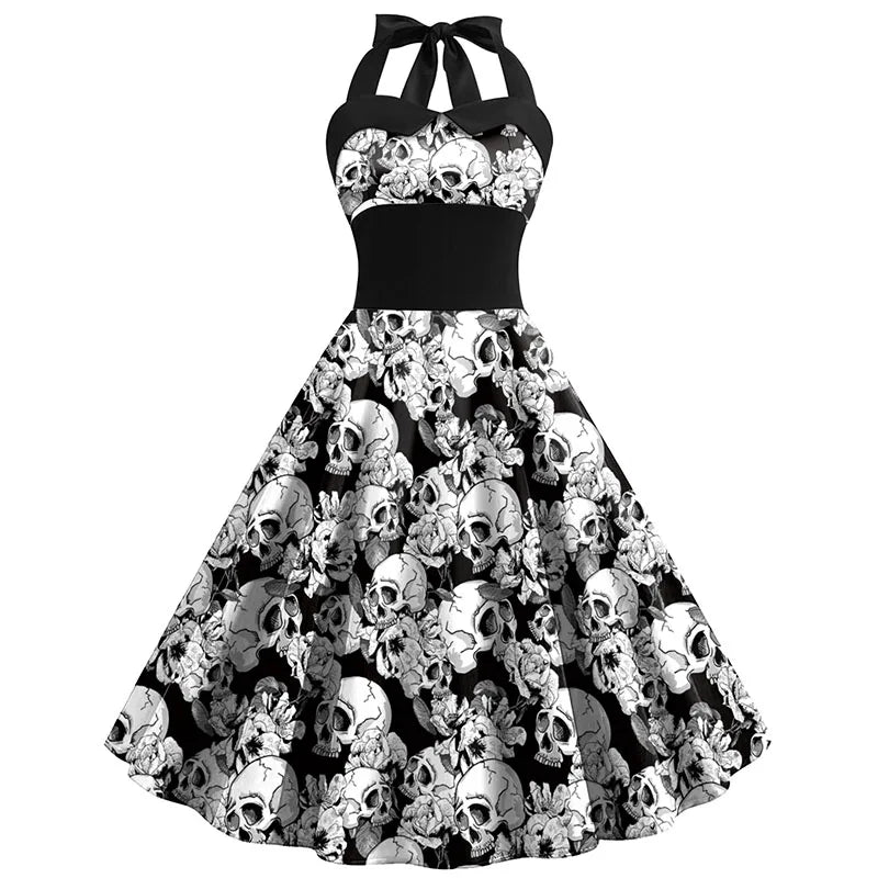 Abito Costume di Halloween con Stampa Teschio | Midi