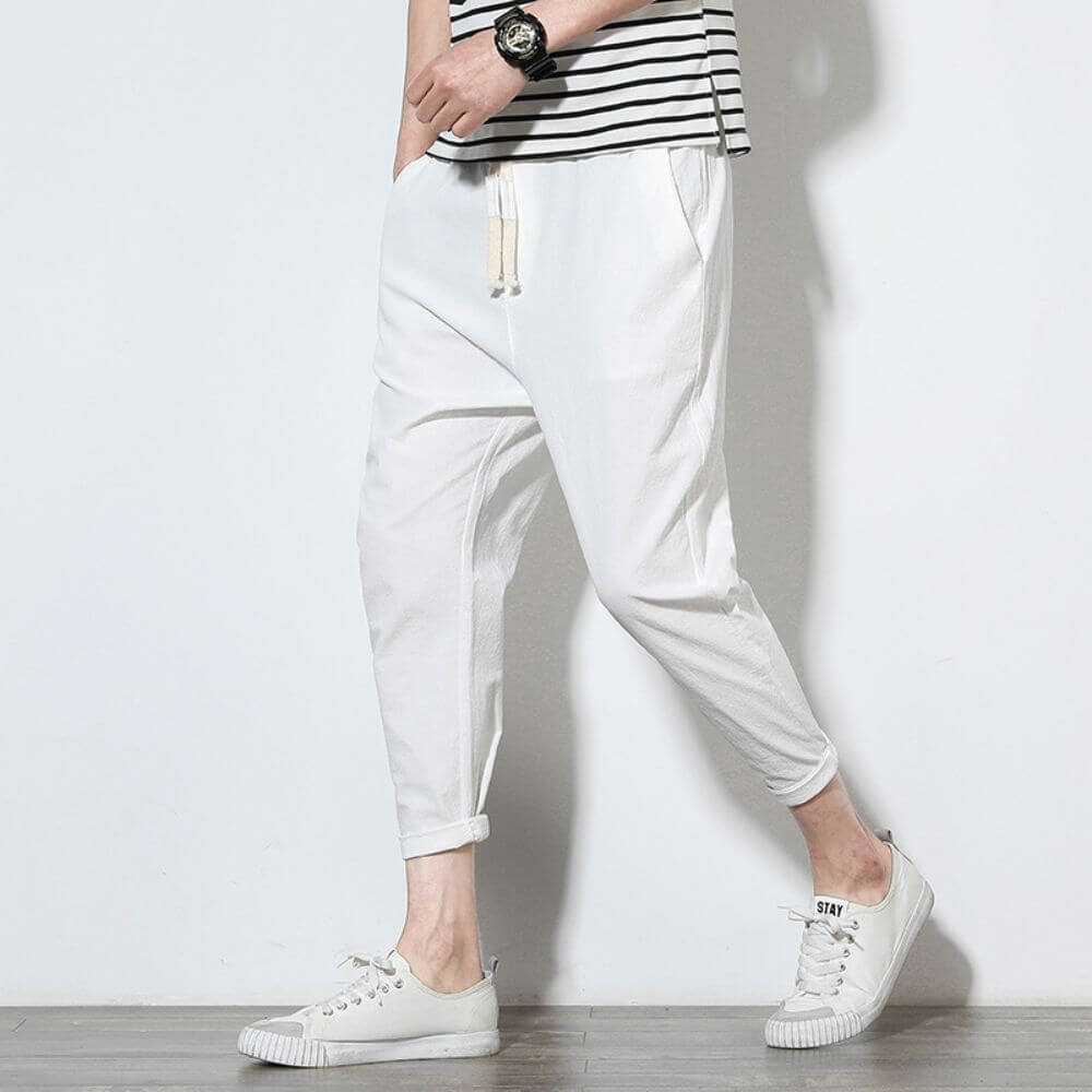 Pantaloni Bianchi in Cotone Leggero