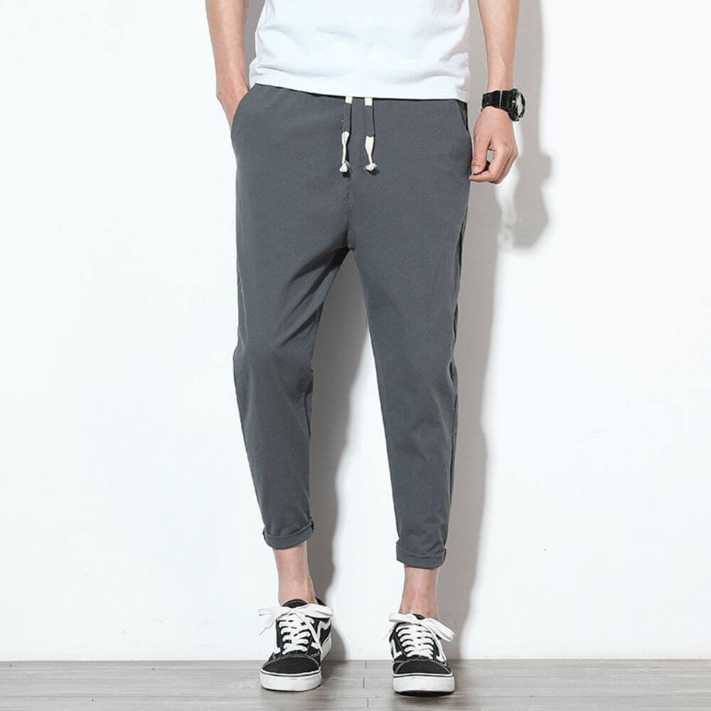 Pantaloni Leggeri in Cotone Grigio Scuro