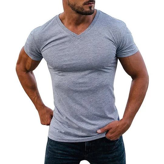 Matteo - T-shirt Slim-Fit con Scollatura a V da Uomo