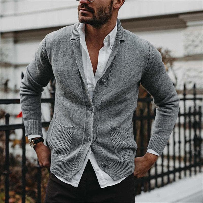 Niccolò | Cardigan elegante uomo con bottoni e collo sciallato