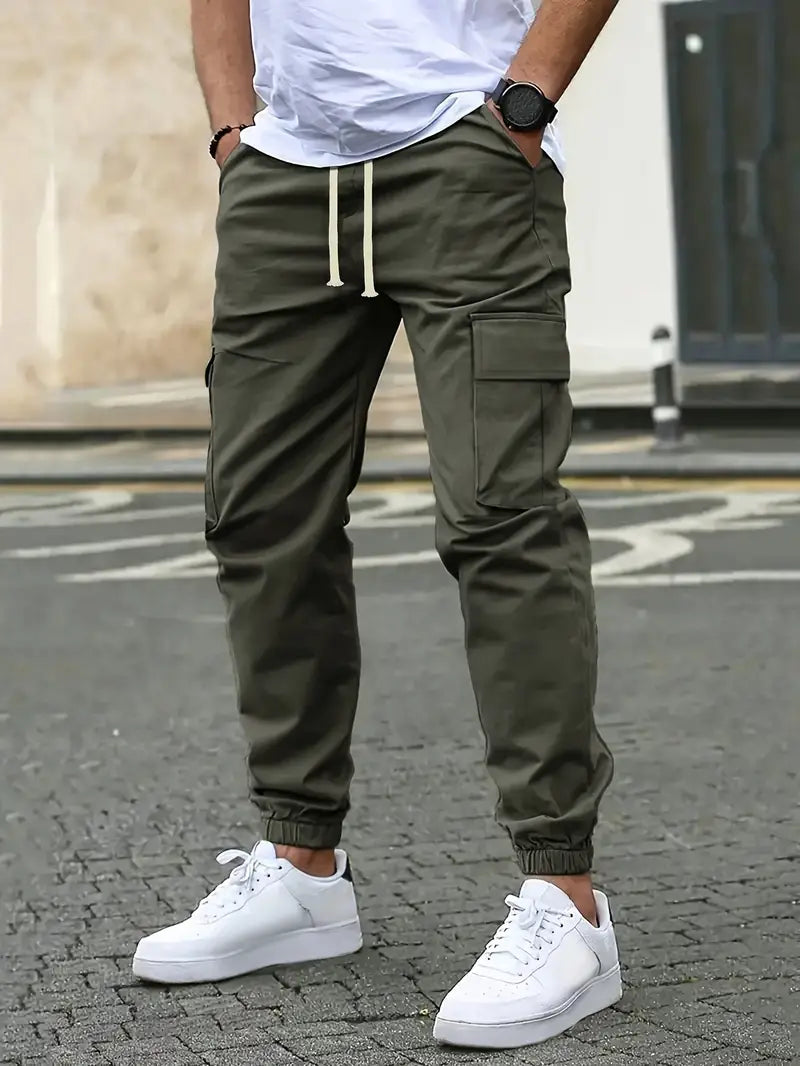Pantaloni  Trendy in Tinta Unita con Tasche Laterali