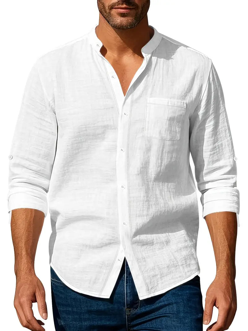 Camicia Lino Leggera a Maniche Lunghe Uomo
