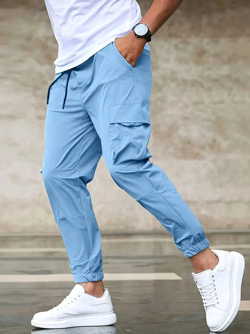 Pantaloni  Trendy a Tinta Unita con Tasche Laterali
