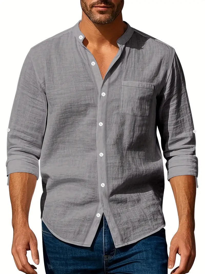 Camicia Lino Leggera a Maniche Lunghe Uomo