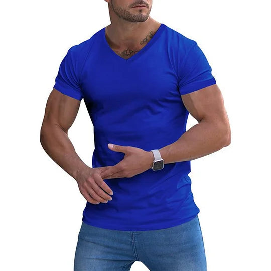 Matteo - T-shirt Slim-Fit con Scollatura a V da Uomo