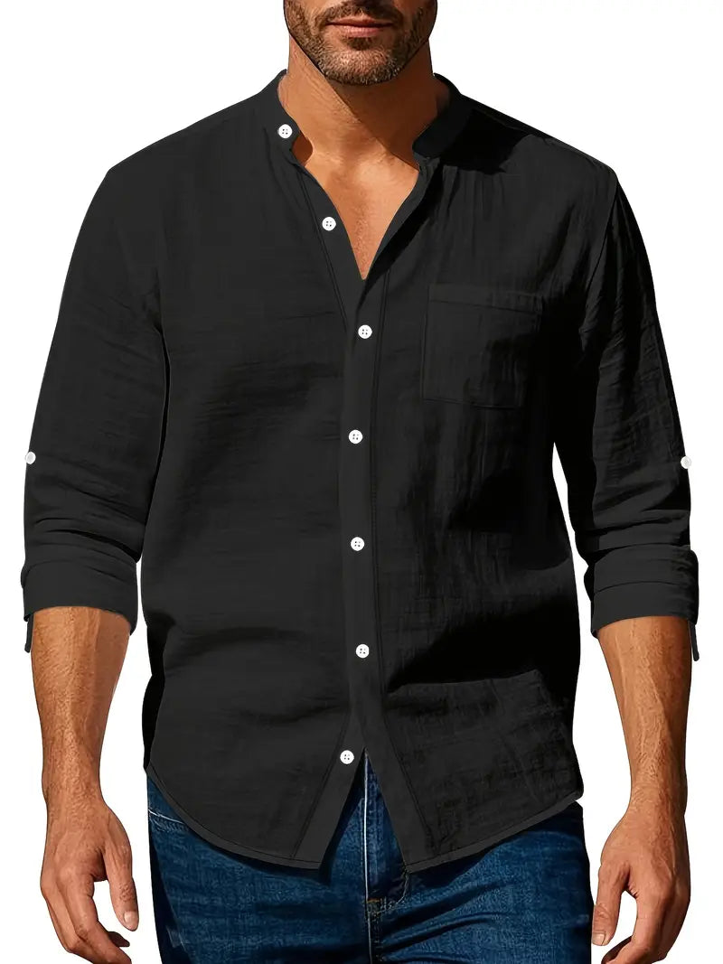 Camicia Lino Leggera a Maniche Lunghe Uomo