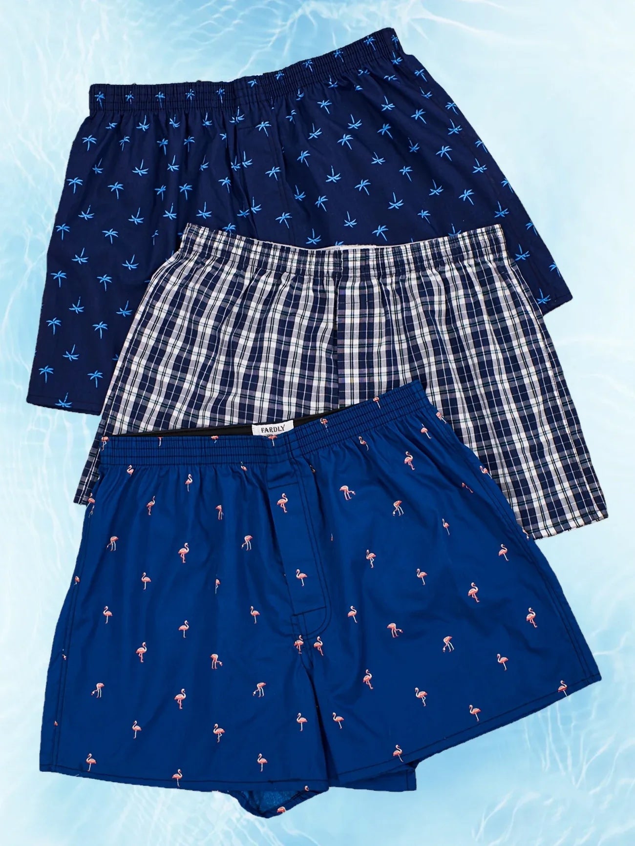 3 boxer in cotone da uomo traspiranti e comodi blu