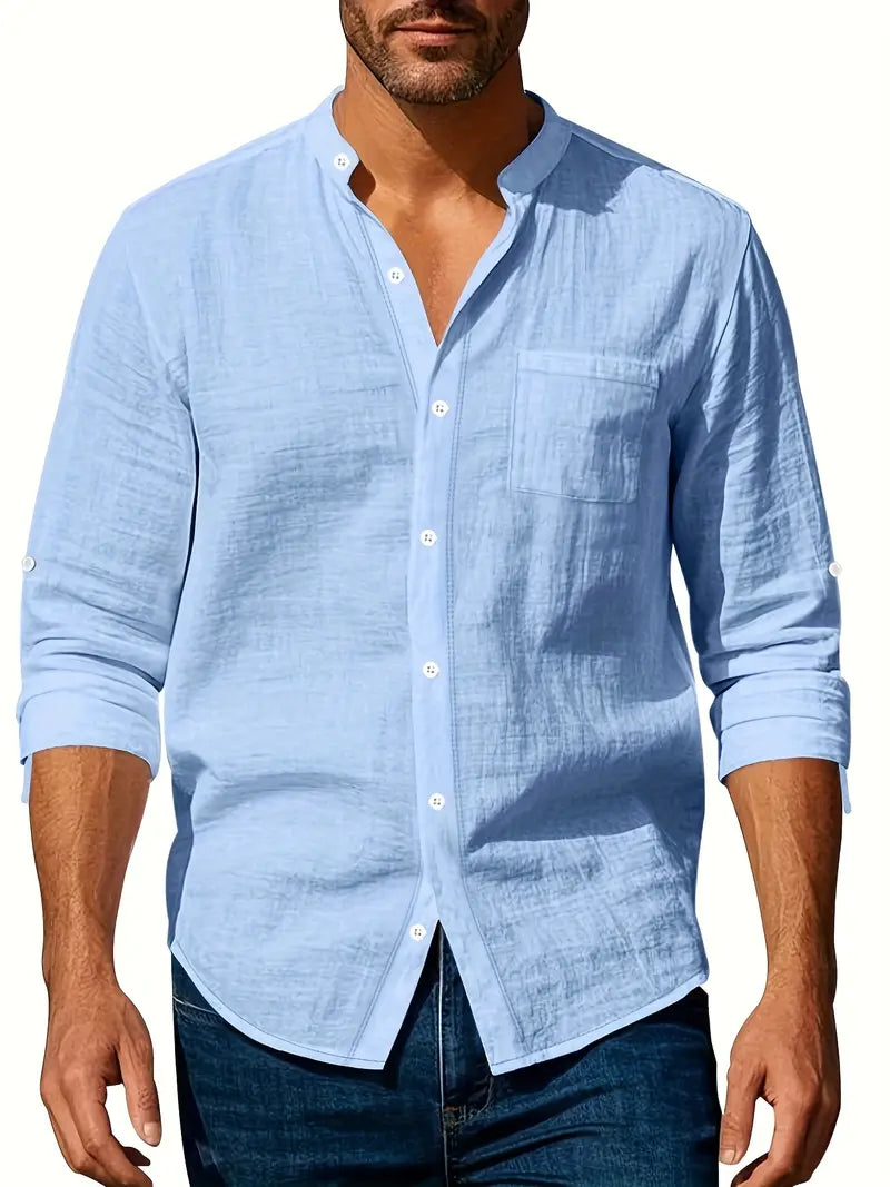 Camicia Lino Leggera a Maniche Lunghe Uomo