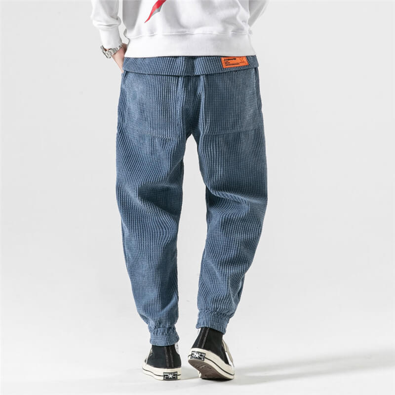 Pantaloni in Velours Côtelé - Taglio Ampio - Chevilles Elastiche - Pantaloni Baggy - Pantaloni da Jogging