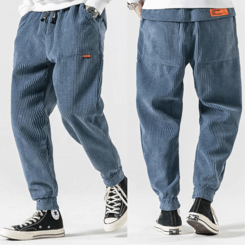 Pantaloni in Velours Côtelé - Taglio Ampio - Chevilles Elastiche - Pantaloni Baggy - Pantaloni da Jogging