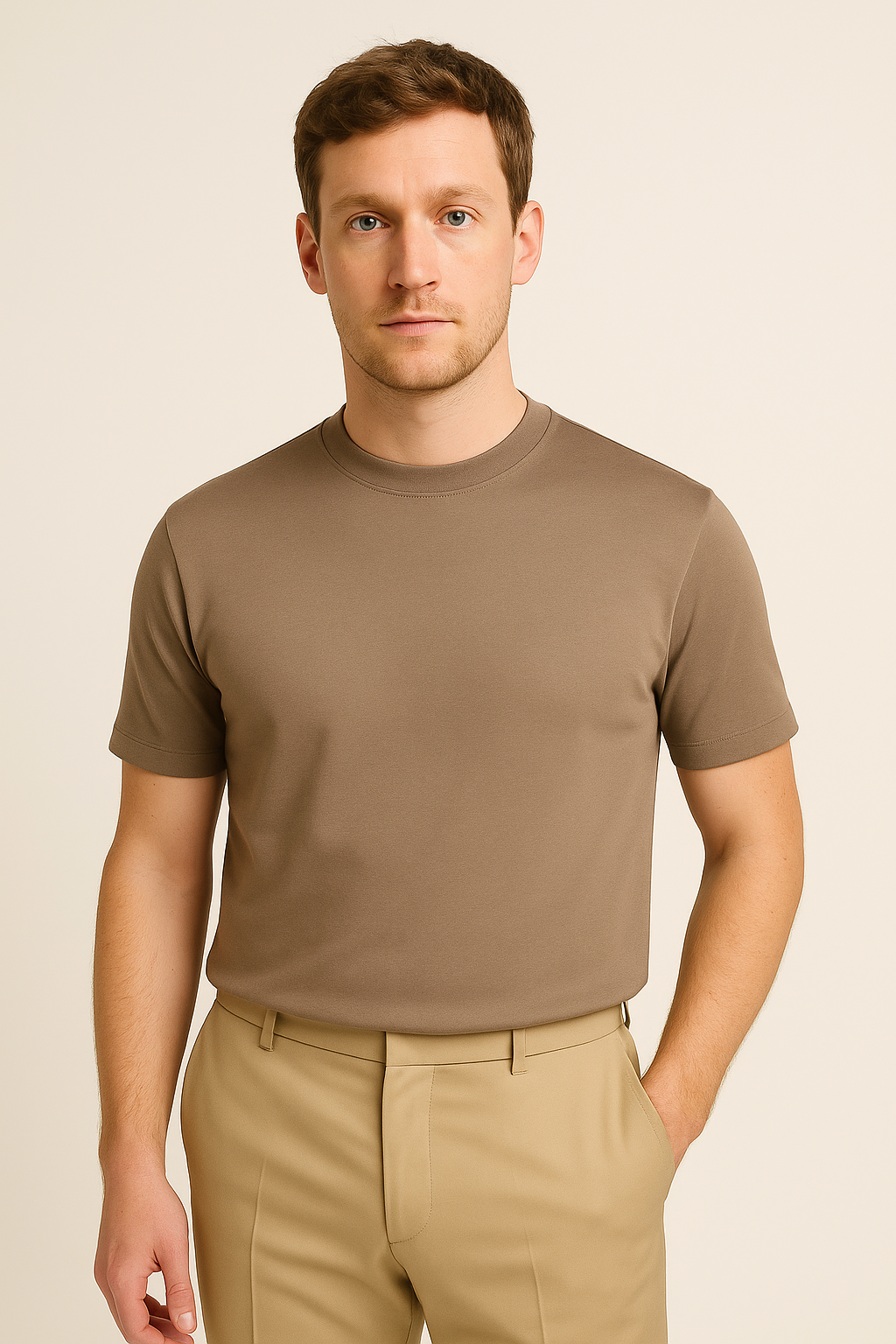 T-shirt Khaki Elegante per Stile Semplice