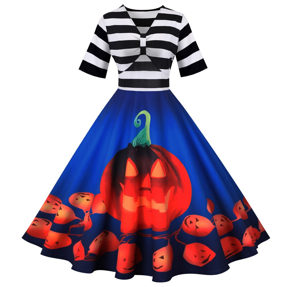 Abito di Halloween con stampa di zucca | Midi