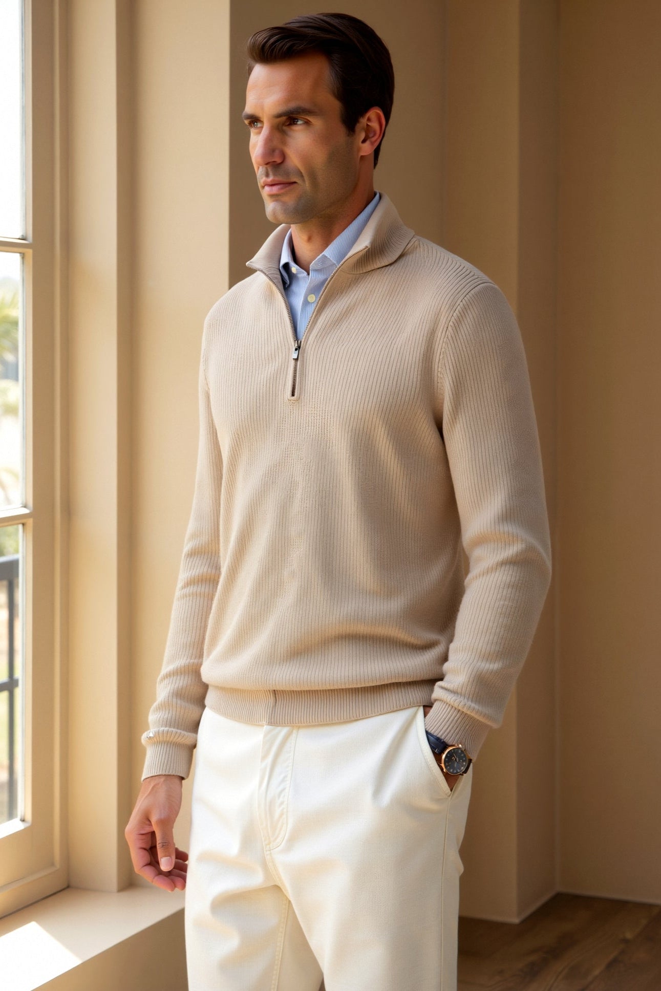 Michele | Felpa Classica in Lana con Zip da Uomo