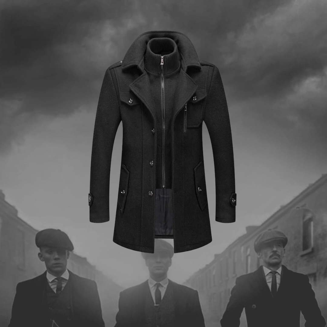 Lorenzo | Cappotto nero da uomo con bottoni
