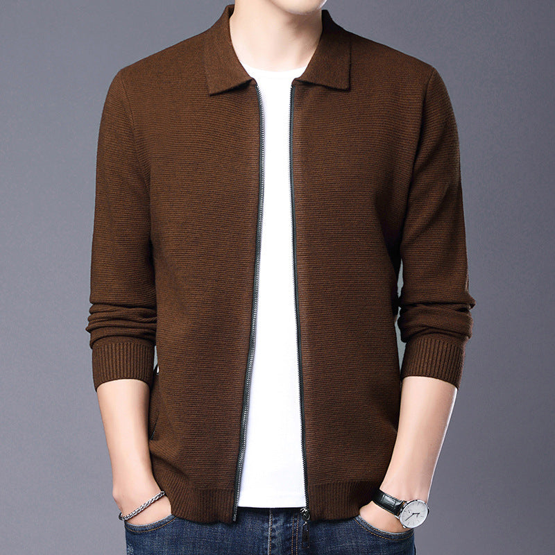 Federico | Cardigan slim in lana con zip per uomo