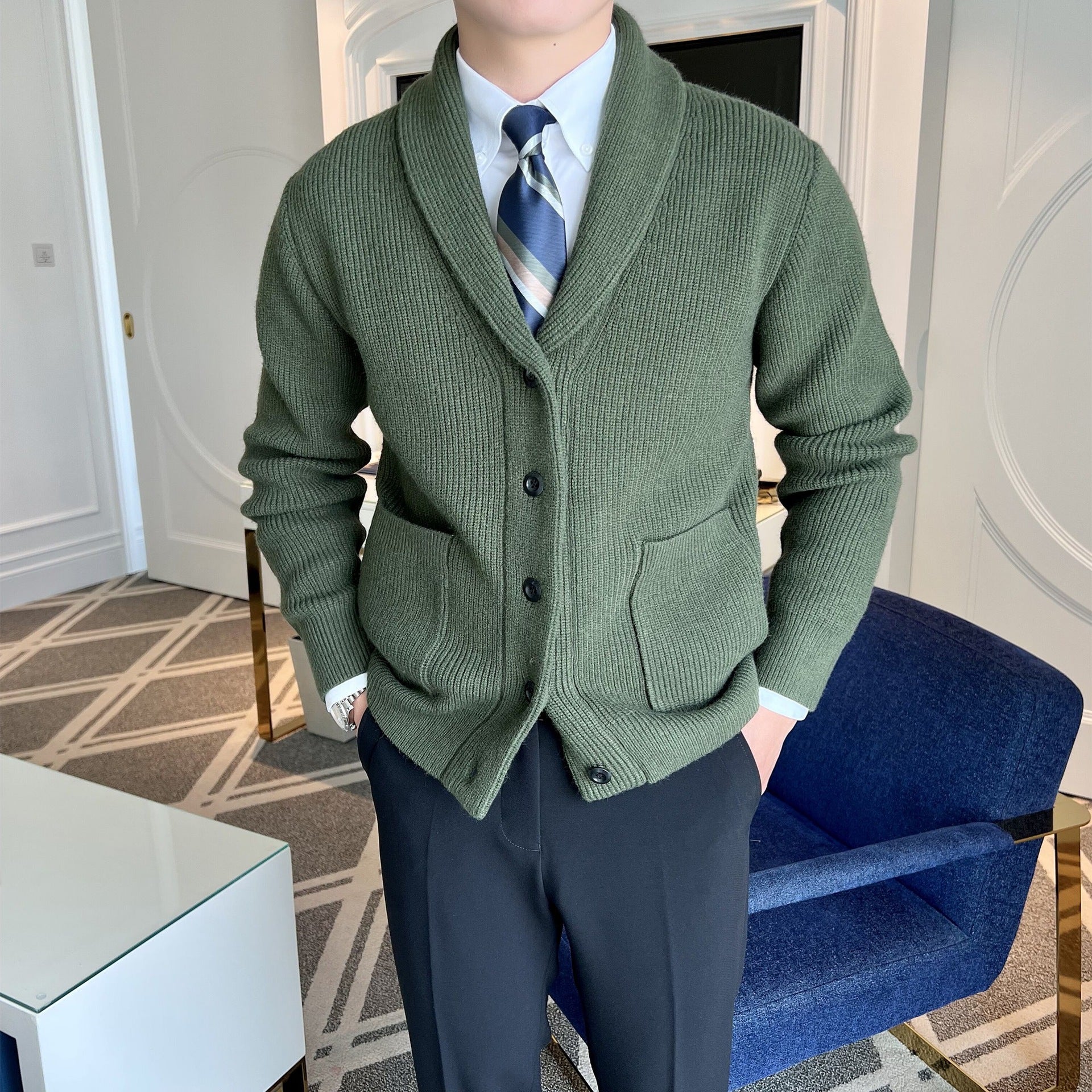Riccardo | Cardigan uomo collo sciallato elegante