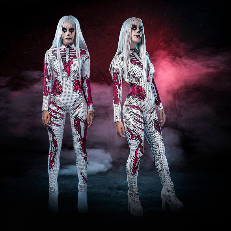 Costume di Halloween con stampa scheletro a maniche lunghe