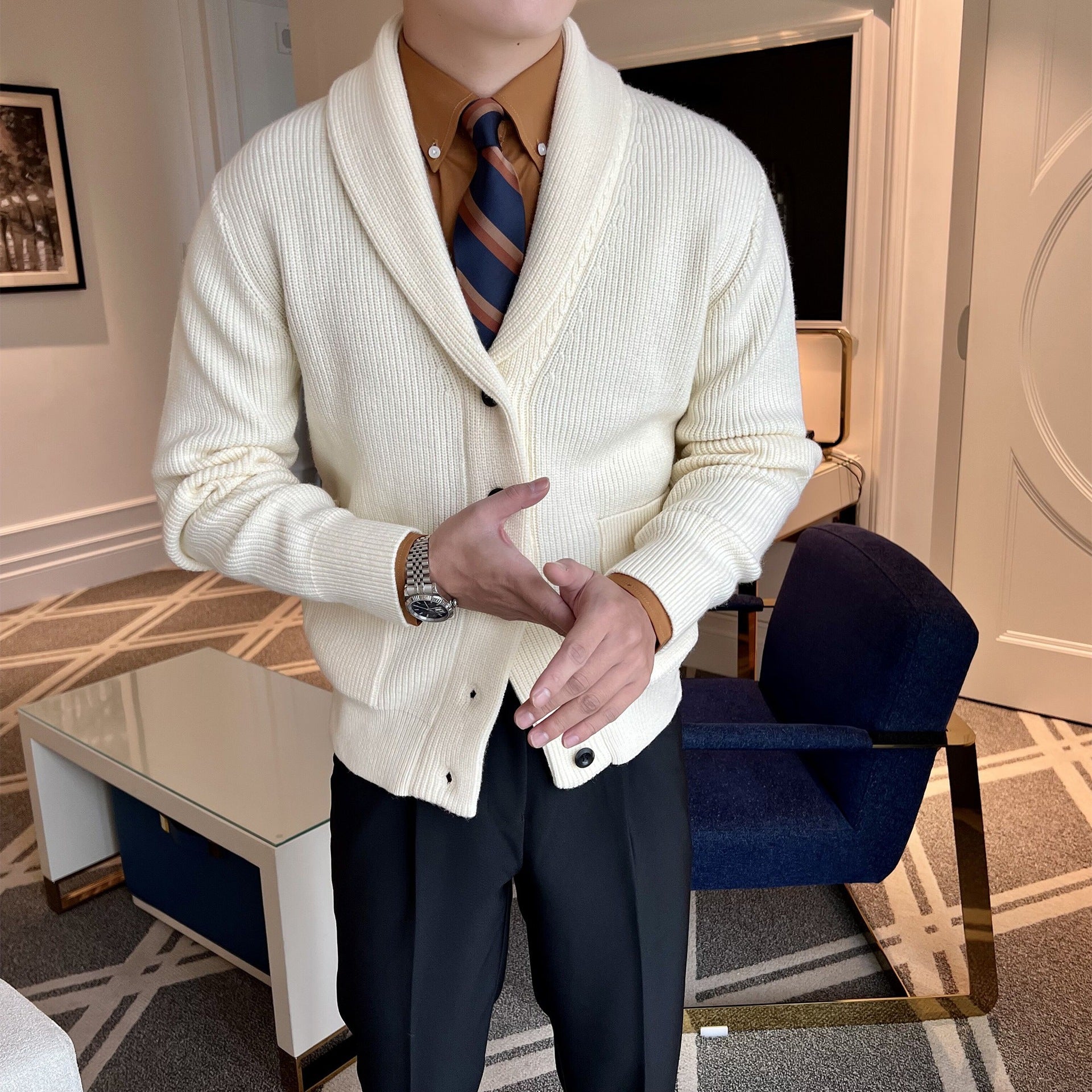 Riccardo | Cardigan uomo collo sciallato elegante