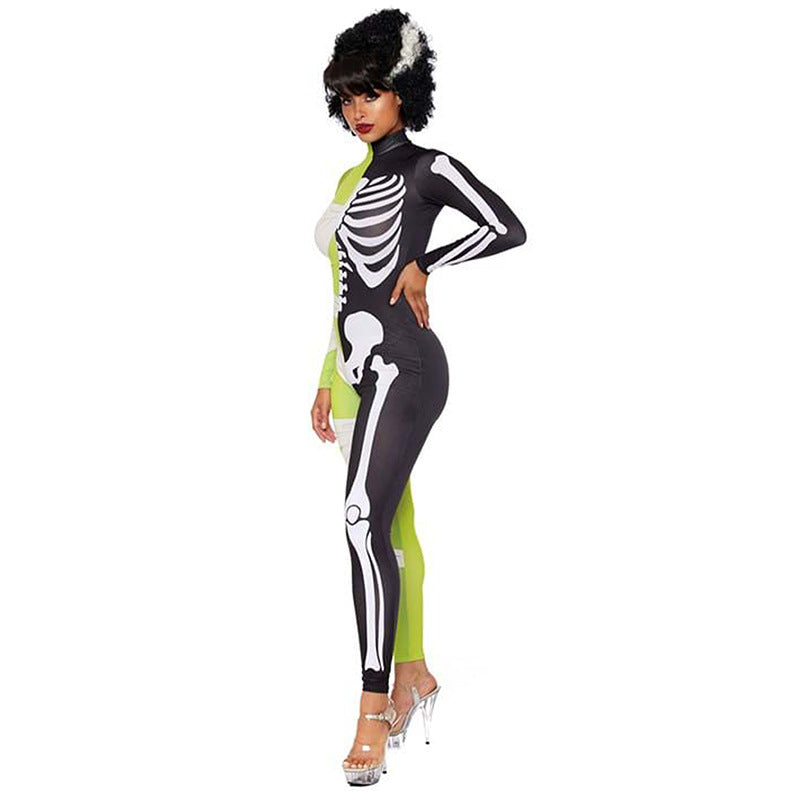 Duo spaventoso metà scheletro metà mummia costume di Halloween