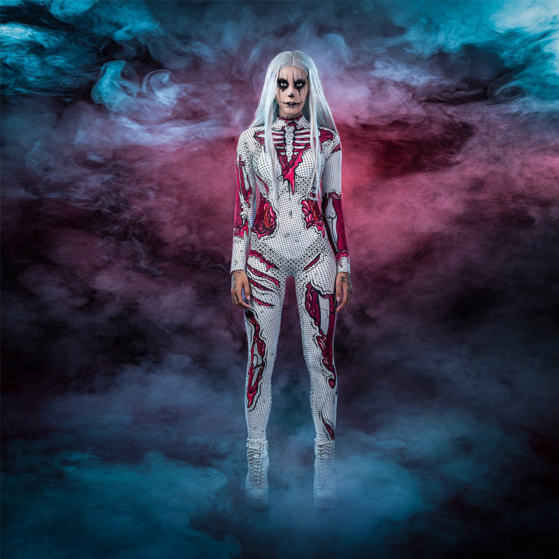 Costume di Halloween con stampa scheletro a maniche lunghe