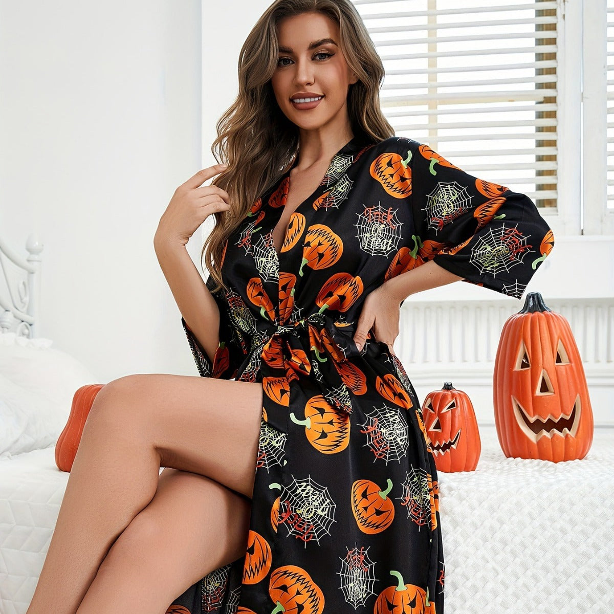 Accappatoio Kimono Zucca Costume di Halloween