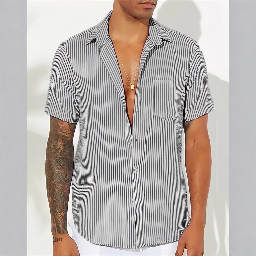 Camicia Uomo Casual Cotone Traspirante a Righe