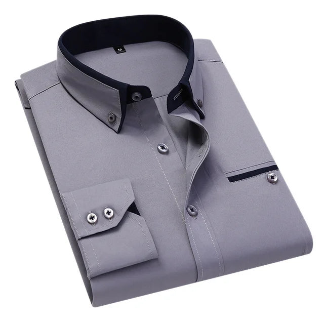 Camicia Uomo Maniche Lunghe Elegante Casual