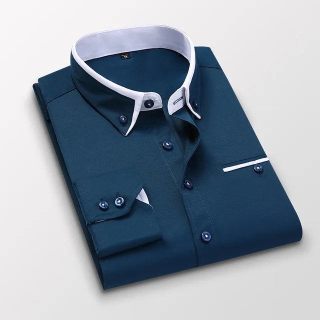 Camicia Uomo Maniche Lunghe Elegante Casual