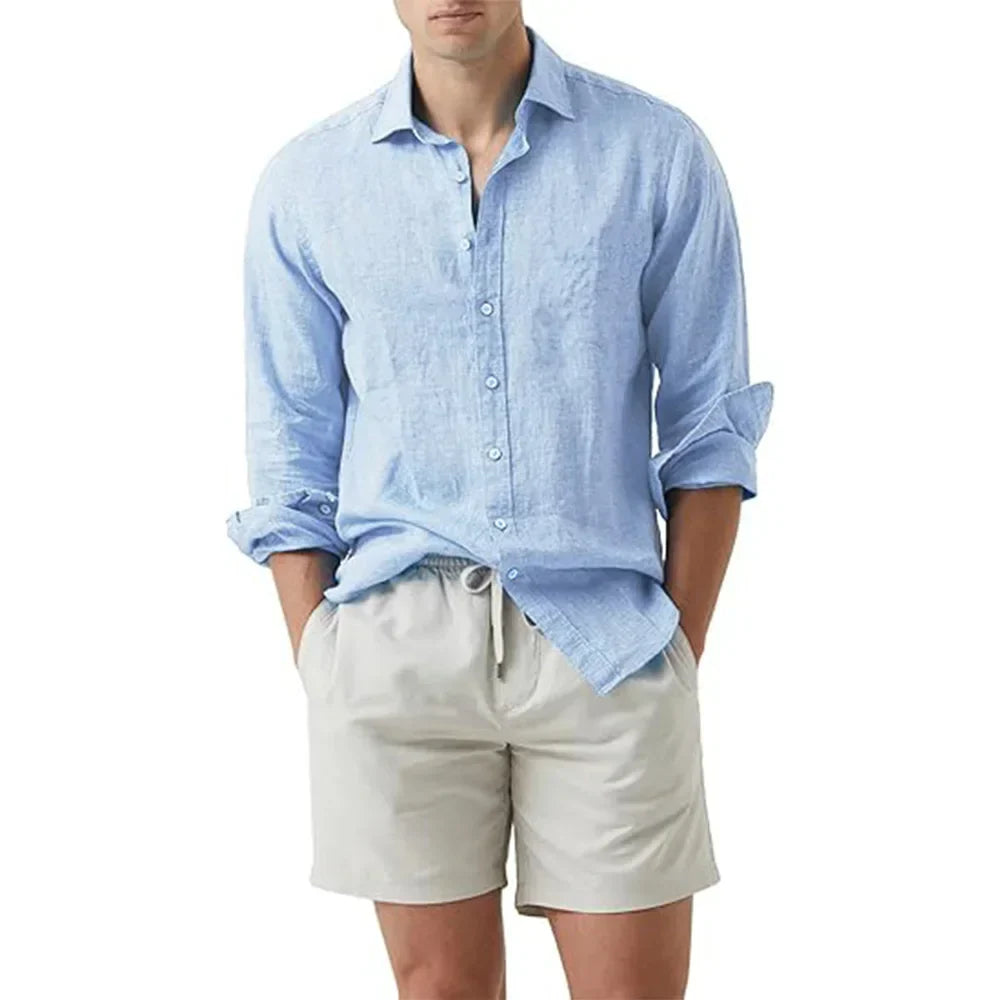 Camicia estiva da uomo in lino e cotone