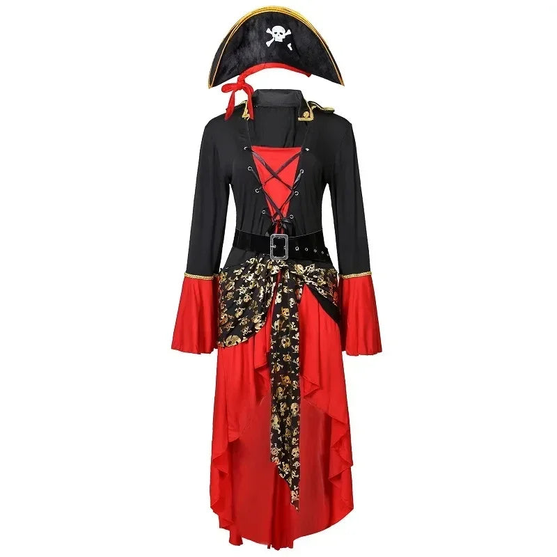 Capitano dei pirati con cappello e spada costume di Halloween | Midi