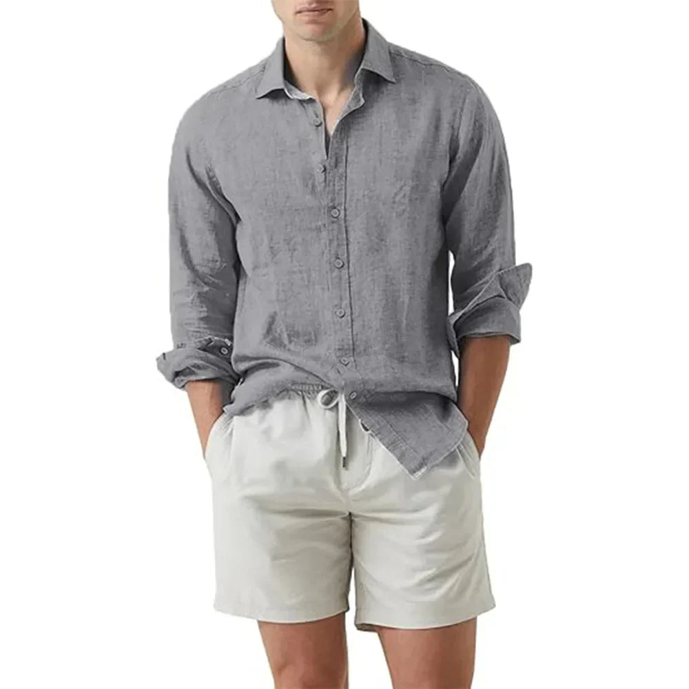 Camicia estiva da uomo in lino e cotone